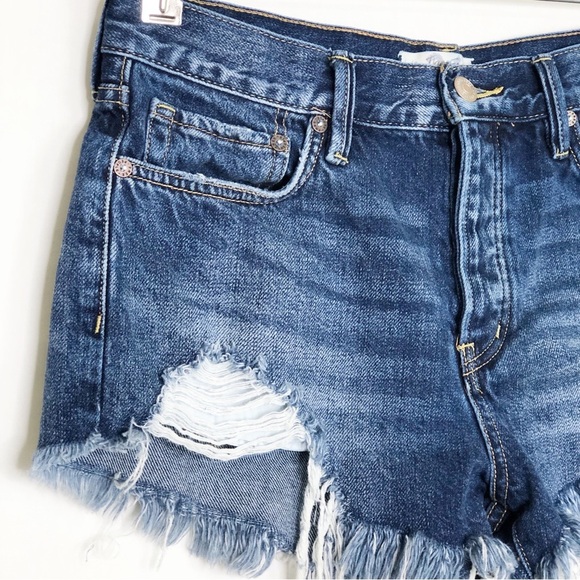 Free people we the free, distressed, fringed button, fly denim shorts - Picture 4 of 11